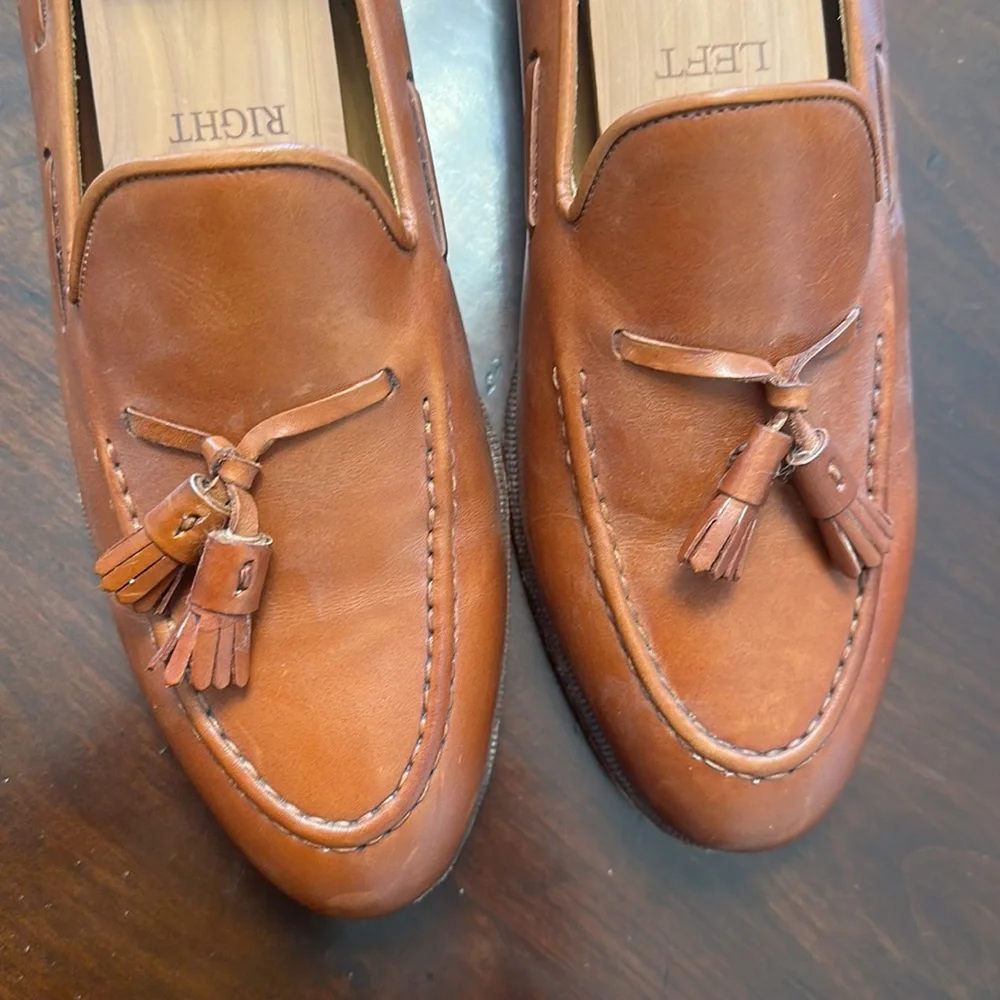 Meermin Tan Leather Tassel Loafers